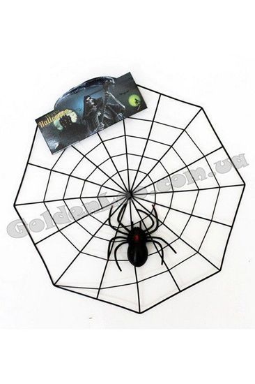 Паутина пластик с пауком на Хэллоуин 